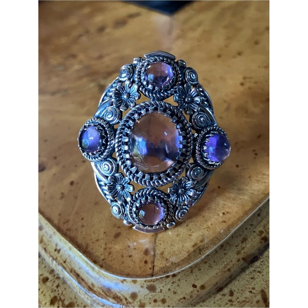 Rose De France Amethyst Cocktail Ring Size 6